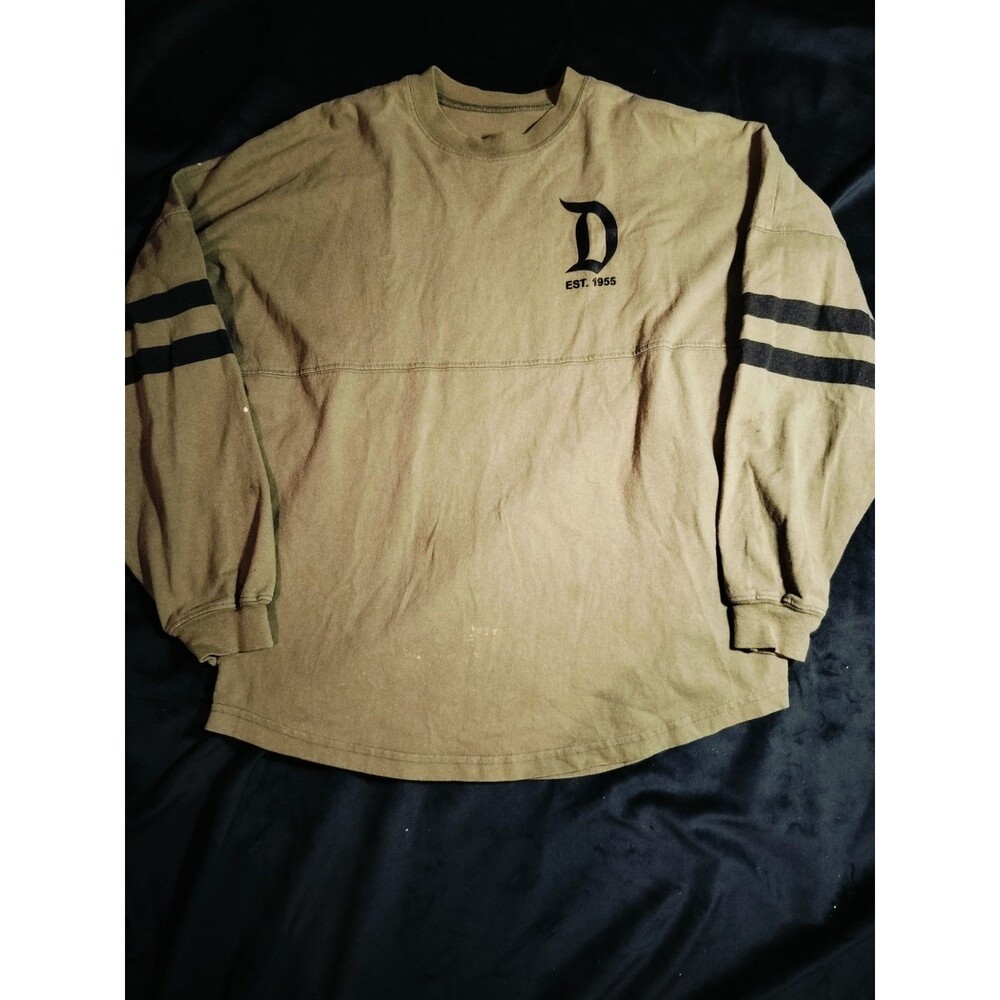 Disneyland Resort 100% Cotton Lightweight Olive Rugby Sweatshirt - Medium